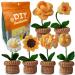 Qunland Crochet Kit for Beginners, 6 Pcs Potted Flowers DIY Kit for Adults and Kids, Crochet Starter Knitting Kit for Complete Beginners with Step-by-Step Instructions and Video Tutorials (Yellow)