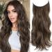 Secret Hair Extensions Invisible Wire Hair Extensions One Piece Wavy Hair Extension Synthetic Hair Pieces for Women 12 Inch Dark Ash Brown Hair Extensions (Dark Ash Brown)