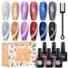 MEET ACROSS UV Nail Polish Set Cat Eye Magnetism Gel Nail Polish Set Sky Effect Colourful Soak Off UV/LED Gel Nail Polish Kit Nail Art Gift Kit 6 Colours with Free Magnet Stick Multicolor
