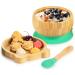 Suction Bowl Set for Babies & Toddlers | Bamboo Wood Feeding Bowl with Lid & Spoon | Stay Put Tableware for Easy Cleaning | Ideal for Weaning Journey - Buy Online on SooperMarket.com