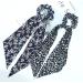 Black Floral/Striped Scarf Scrunchie Set - 5pcs Chiffon/Silk Hair Ties for Women - Buy Online on SooperMarket.com