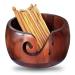 Wonderbooom Wooden Yarn Bowl with 12 pcs Bamboo Handle Crochet Hooks,Knitting Wool Storage with Holes,Handmade Crochet Bowl Holder Rosewood for Mother's Day Yarn bowl&Crochet hooks