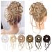 Messy Bun Hair Piece REECHO Super Long Tousled Updo Hair Bun Extensions Curly Wavy Hair Wrap Ponytail Hair Scrunchies with Elastic Hair Band Hair Accessory for Women Girls - Dark Ash Blonde