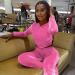 Yidengymx Women's Velour Tracksuit Set | Pink Hoodie & Wide Leg Pants | Long Sleeve Crop Top | Medium - Buy Online on SooperMarket.com