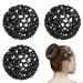3 pieces of hair network crystal bun hair networks hairstyles fabric bunting children ballet bottle network hairstyle help for ballet gymnastics riding sport children figure skating (black)