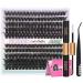 D Curl Cluster Lashes DIY Eyelash Extension Kit Individual Eyelashes 8-16MM Lash Clusters with Lash Glue Bond and Seal and Lash Tweezers 185Pcs Lash Extension Kit Eye Lashes by PHKERATA (0.07D 8-16MM) 60P+80P Kit D Curl