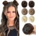 REECHO 2 PCS Mini Claw Clip in Messy & Cat Ears Hair Bun Extensions Wig Accessory Updo Hairpieces for Women Girls (Pack of 2-3" Straight Dark Chocolate Brown) Pack of 2 - 3" Straight Dark Chocolate Brown