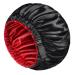 Mikimini Satin-Haube 2 Pack for men and women turnable double-layer sleep-silk hood for curly hair braids with non-slip adjustable widened rubber band (XL black/red) XL (2-pack) black/red