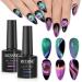 MIZHSE 9D Cat Eye Gel Nail Polish 2 Pcs  Chameleon Magnetic Nail Polish Galaxy Cateye Manicure Nail Art Kit 10ML Green