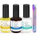 LOUINSTIC Gel Nail Polish Remover - Gel Polish Remover Kit with Cuticle Oil & Latex Tape & Colored Peel Off Manicure Tools Gel Remover for Nails 2-5 Minutes No Soaking Wrapping Gel Nail Polish Remover & Cuticle Oil & Latex Tape & Colored Peel Off Manicure