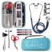 Primacare KB-9397-BL Stethoscope Case, Supplies Included, Blue with Multiple Compartments, Portable and Lightweight First Aid Kit Bag with Vital Medical Supplies, Nursing Accessories for Nurses