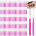 Patelai 150 Pieces Micro Eyebrow Brush with Cap Brow Lamination Brush Eyebrow Spoolie Brush Comb Eyebrow Lash Lift Tools Lash Filler Eyelashes Extensions Eyebrows (Pink and Purple)