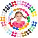 40 Pcs Baby Hair Ties and 10 Pcs Hair Clips Elastic Hair Bands Small Size Hair Ribbon Bows for Toddlers Hair Accessories Girls Ponytail Bows