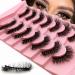 7 Pairs of 3D False Eyelashes Cat Eye Fluffy Volume Curly Cat-Eye Artificial Eyelashes Natural Look Reusable Handmade Faux Mink Makeup Eyelashes (7P-HR-Z03) - Buy Online on SooperMarket.com