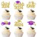 Rsstarxi 24 Pack Class of 2024 Cupcake Toppers 2024 Graduation Food Appetizer Picks 2024 Congrats Grad Cap Done Diploma Cupcake Picks for 2024 Graduation Theme Party Cake Decorations Gold Purple