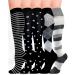 Hipower compression stockings 5 pairs of women and men colorful support stockings sport compression socks support knee socks travel socks compression sock for flight cycling nurse (B-5 pair l-xl)