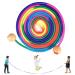 Qetlavee jump rope for multiplayer 5 m long jump rope jump rope children jumping rope children adjustable wooden spherical grip 7 colors rainbow individual
