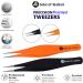 Abdul of Sialkot Tweezers for Women & Men -Professional Stainless Steel Pointed Tweezers for Ingrown Hair Splinters and Blackhead Removal Set of 2 (Black&Orange) - Buy Online on SooperMarket.com