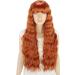 YEESHEDO Ginger Long Hair Wigs | Natural Curly Wavy Synthetic Wig with Fringe | 28 Copper Red Orange Wig for Parties and Cosplay - Buy Online on SooperMarket.com