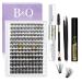 LASH Extension Set B & Q 280 PCs eyelash Extensions Set 0.07d 9-15Mix 30d+50D eyelash extension set eyelash set lash adhesive remover and applicator for eyelashes set beginners (set-30d+50d-0.07d mix) 9-15 MIX 280PCS set30d+50d-D-07.07
