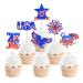 24 Pcs Independence Day Cupcake Toppers Glitter National Flag Cake Topper Picks Toothpick Toppers 4th of July Flag Day Photo Props for Patriotic Party Supplies (eagle-godbless-you)