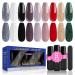 Lavender Violets 13 Pcs Gel Nail Polish Kit with 9 Colors Coat, 3 Bottles of Base Top Matt Top Coat and Nail File for Soak-off UV LED Gel Nail Art Design C965A D-Happy Holidays