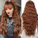 YEESHEDO Long Brown Wig With Bangs Natural Wave Wigs with Bangs Honey Brown Wigs for Women Synthetic Wavy Loose Curly Wig Heat Resistant Fiber 28 Inches (Honey Brown)