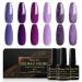 Shining She Nail Polishes Set 6 Colours Purple Wisteria Rose Purple Polish Set Soak-Off UV/LED Blue Series Nail Polish Gel Gift for Nail Art Salon DIY Home 8ML