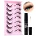 False Eyelashes with Lash Glue Wispy Cat Eye Lashes Natural Look 15MM Fluffy Strip Lashes Fake Eyelashes with Glue 7 Pairs with 5ML Eyelash Glue by PHKERATA Wispy Lashes with Glue