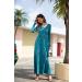 YUNDAI Women's Maternity Maxi Dress | Floral Loose Long Summer Dress with Pocket | Plus Size Short Sleeve | Blue Green - Size L - Buy Online on SooperMarket.com