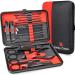 Manicure Set Professional nail clipper kit pedicure kit -18 pieces of care set made of stainless steel nail care tools with leather travel bag (black red)