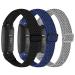 3-Pack Elastic Nylon Bands Compatible with Fitbit Inspire 3/Inspire 2/Inspire HR/Inspire/Ace 3/Ace 2 Breathable Adjustable Replacement Stretchy Nylon Loop Wristband Sport Strap for Woman Man Black/ Midnight Blue/ Gray