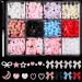 500pcs 3D Nail Charms Assorted Color Multi Shapes Mix Bow Nail Charms Cute Pearl Heart Star Moon Bowknot Rhinestones Gems Nail Decorations with Pickup Tool for Women Girls Nail DIY Accessories