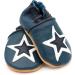 Dotty Fish Soft Leather Baby Shoes - Boys Toddler Non-Slip Suede Soles | Navy & White Star Design | 0-6 Months to 4-5 Years - Buy Online on SooperMarket.com