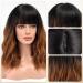 Buy Haircube Short Bob Wig with Bangs - Heat-Resistant Synthetic Ombre Brown Wig for Parties Cosplay & Daily Wear - Buy Online on SooperMarket.com