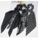 Black Floral/Striped Scarf Scrunchie Set - 5pcs Chiffon/Silk Hair Ties for Women - Buy Online on SooperMarket.com