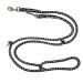 Adjustable Dog Exercise Line for Large Dogs up to 80kg - Durable 3.50m Double Linen Leash (Dallas Black Silver) | International Shipping - Buy Online on SooperMarket.com