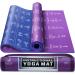 Instructional Yoga Mat with Poses Printed On It & Carrying Strap - 75 Illustrated Yoga Poses & 75 Stretches - Cute Yoga Mat For Women and Men - Non-Slip, 1/4" Extra-Thick Yoga Mat For Beginners Blue/Purple (68" x 24")