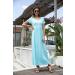 YUNDAI Women's Maternity Maxi Dress | Floral Loose Long Summer Dress with Pocket | Plus Size Short Sleeve | Blue Green - Size L - Buy Online on SooperMarket.com