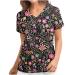TUNUSKAT Womens Flower Nurse Uniform Fashion Print Short Sleeve Scrub Tops With Pocket Slim Fit V Neck Workwear Blouses X-Large 01*red