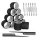 Curlers Large Curls 26 Pieces Curls Set Curls Without Heat Self-Adhesive 12 Hair Rollers with 12 Hair Clips 2 Combs for Long Medium Short Hair
