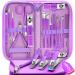 Manicure Pedicure Set - 16 Pcs Nail Clipper Set Professional Nail Grooming Tools Manicure Pedicure Kit Nail Care Kit Idea for Men Women with Travel Case Purple