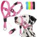 Weesiber dog owners without pulling adjustable muzzle line padded halter for dogs to prevent strong pulling on a leash (pink m) medium pink