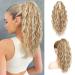 PORSMEER Ponytail Extension Claw Clip Ponytail Hair Extensions Blonde Mix Light Brown Natural Looking Long Curly Wavy Multi Layered Fluffy Synthetic Hairpiece for Women Party Daily Wear 18inch Light Brown with Highlights