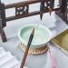 PandaHall Pottery Ink Plate Porcelain Brush Rest Dish - Light Green | Ideal for Chinese Calligraphy and Sumi-e Painting - Buy Online on SooperMarket.com