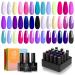 Beetles 20 Gel Nail Polish Kit Midnight Euphoria Collection Purple Blue Hot Pink Glitter Gel Polish Set Soak off Glossy & Matte Top Base Coat Nail Art Design Valentine's Day Gifts for Women Girls B-Midnight Euphoria