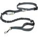 Tuff Mutt Hands Free Dog Leash A Dog Running Leash for Dogs That Makes A Great Waist Leash for Dog Walking Double Handle Bungee Dog Leash with Reflective Stitching and Adjustable Dog Walking Belt Gray