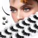 Higu clace False Eyelashes 10 Pairs Natural Wispy Lashes Soft Fluffy Mix10-16mm Individual Lashes Cluster Lightweight DIY Lash Extensions at Home - Bushy Flat 01