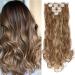Silk-co Hairpiece Extensions Clip in Hair Extension Long Curly Wavy 8 Pcs Full Head 18 Clips Synthetic Heat Resistant 24 inch Light Brown&Blond 24 Inch Curly #Light Brown&Blond