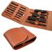 Tirdkid Gift for Man/Woman Nail Clipper Set Manicure Set fingernail Clippers kit Sharp Black Stainless Steel Pedicure and Manicure kit with PU Leather Case(Brown 12 in 1) 12Pcs(Brown)